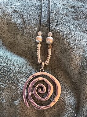 Handcrafted Spiral Pendant Necklace in Silver-Tone